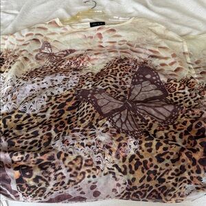 Max & K Leopard Print kaftan many  Butterfly Design imposed over the leopard